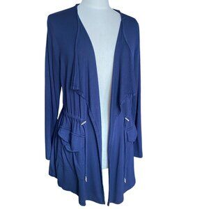 Soma Jersey Knit Long Cardigan Waterfall Cinch Waist Loungewear Leisure Soft-L